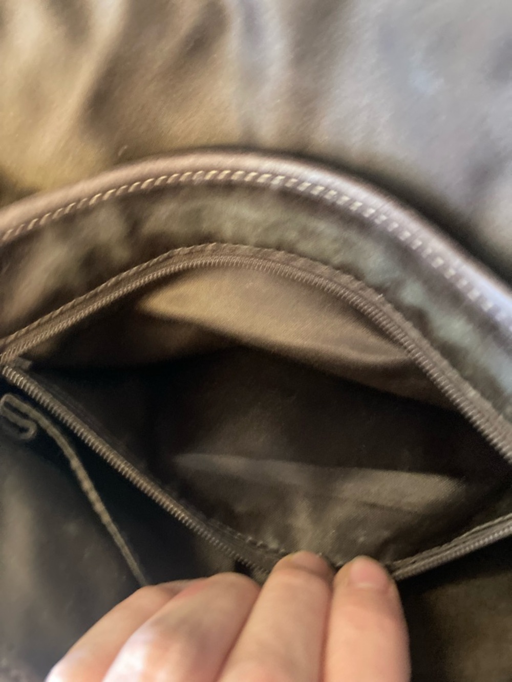 COACH Chocolate Brown/Taupe East West Messenger Leather Bag - Picture 9 of 10